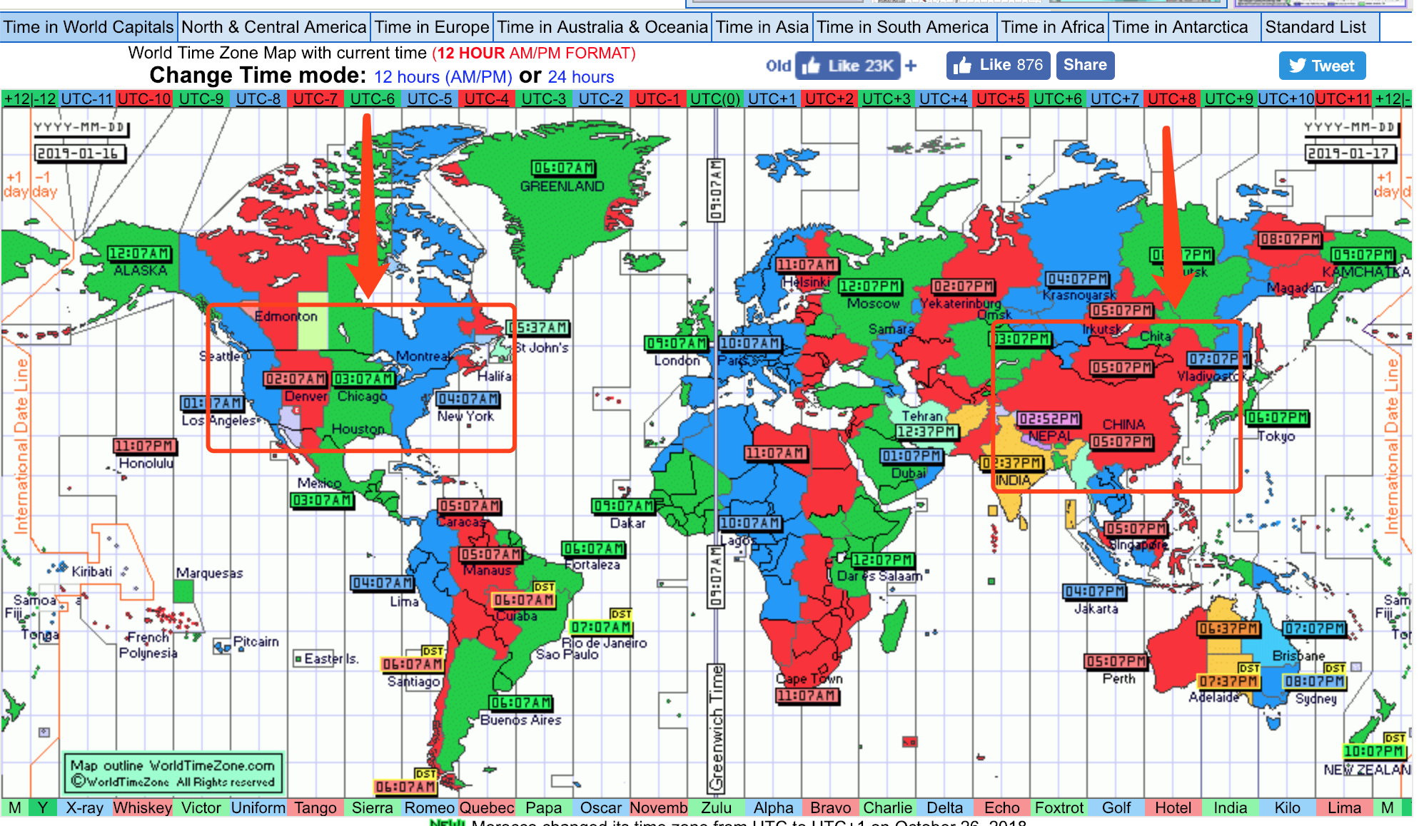 世界时区参考图